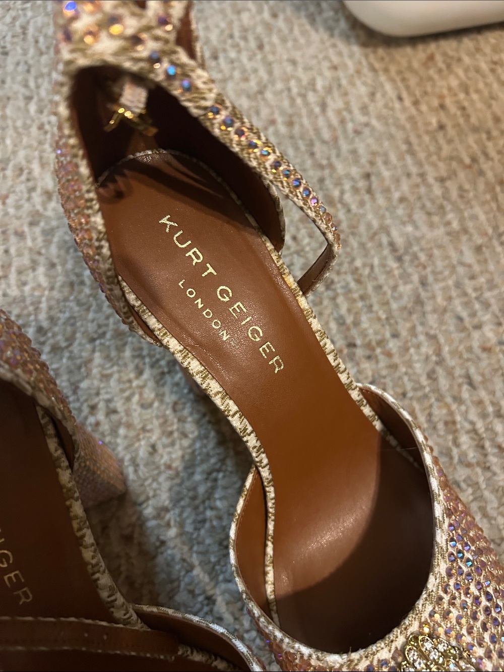 Embellished Pink Crystal Platform Sandals with Ankle Strap - Picture 5 of 8